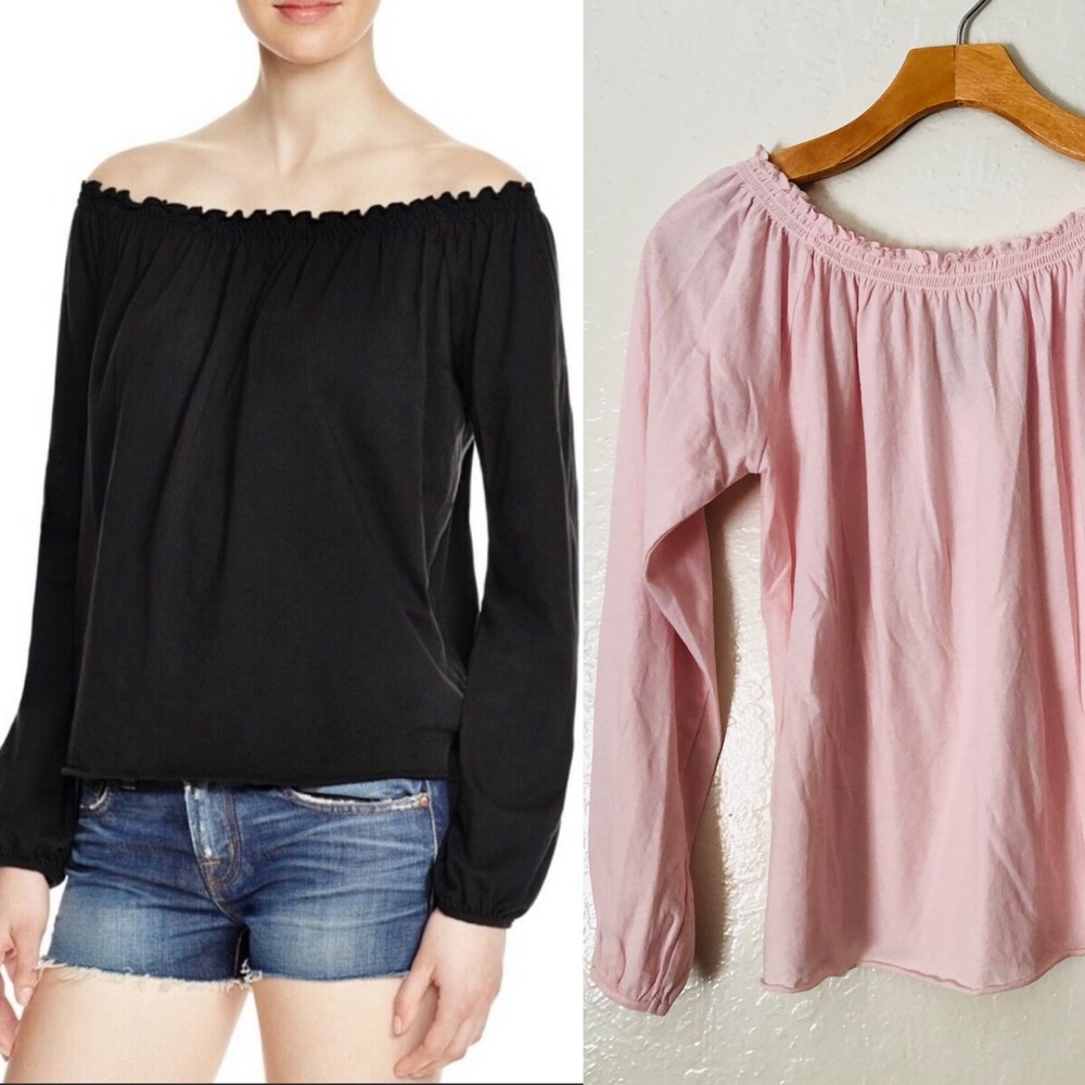 Chaser Off Shoulder shirred boho Pink top size XS